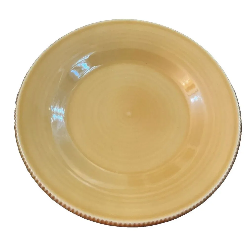 Pottery Barn Gabriella Set of 2 Salad Plates Portugal Amber/Yellow Ridged Rim